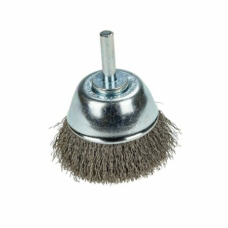 FORNEY Command PRO Cup Brush Crimped, 2-1/2 in x .008 in x 1/4 in Shank, Bulk 72270